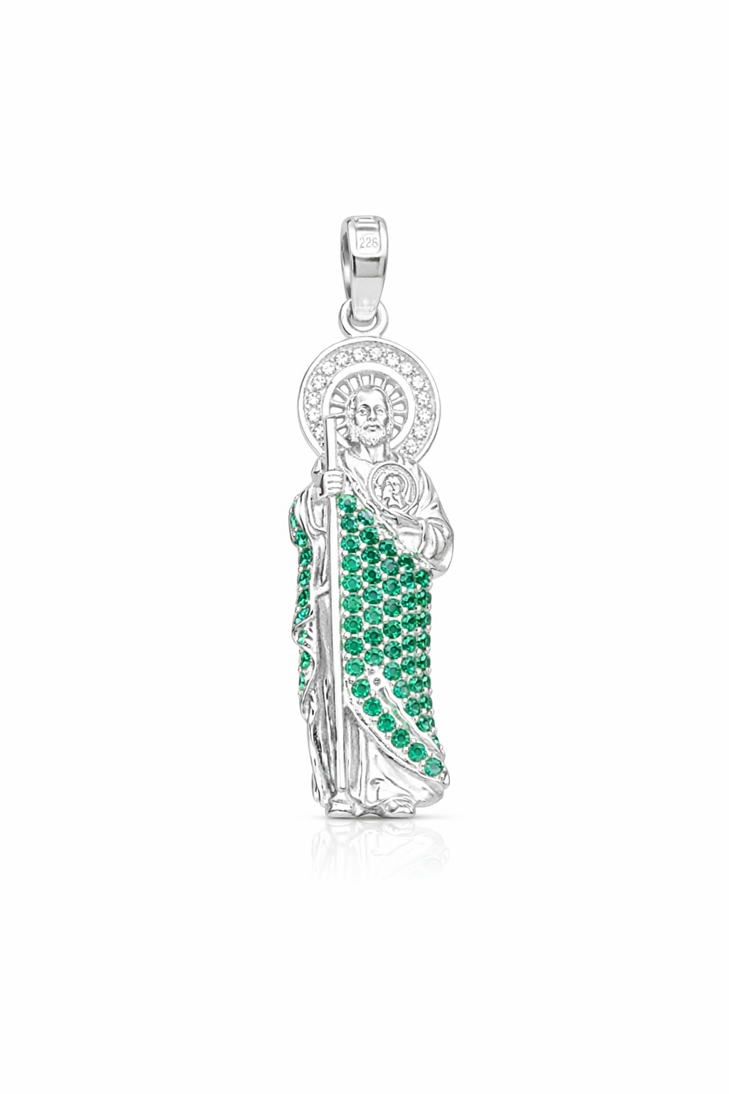 Saint Jude Pendant with Zc - Sterling Silver 925- 1.45”