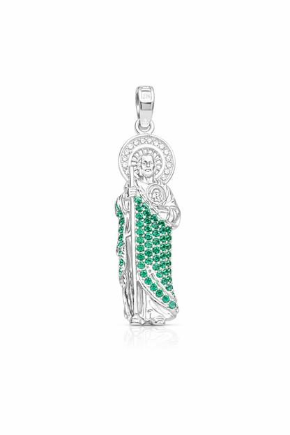 Saint Jude Pendant with Zc - Sterling Silver 925- 1.45”