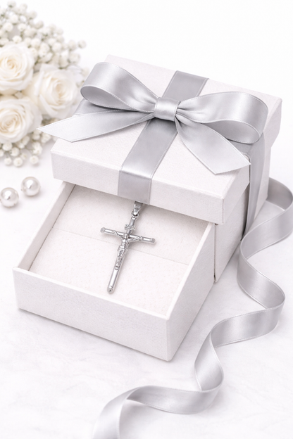 Crucifix Pendant  Sterling Silver 925 -Cross Pendant - 1.8”