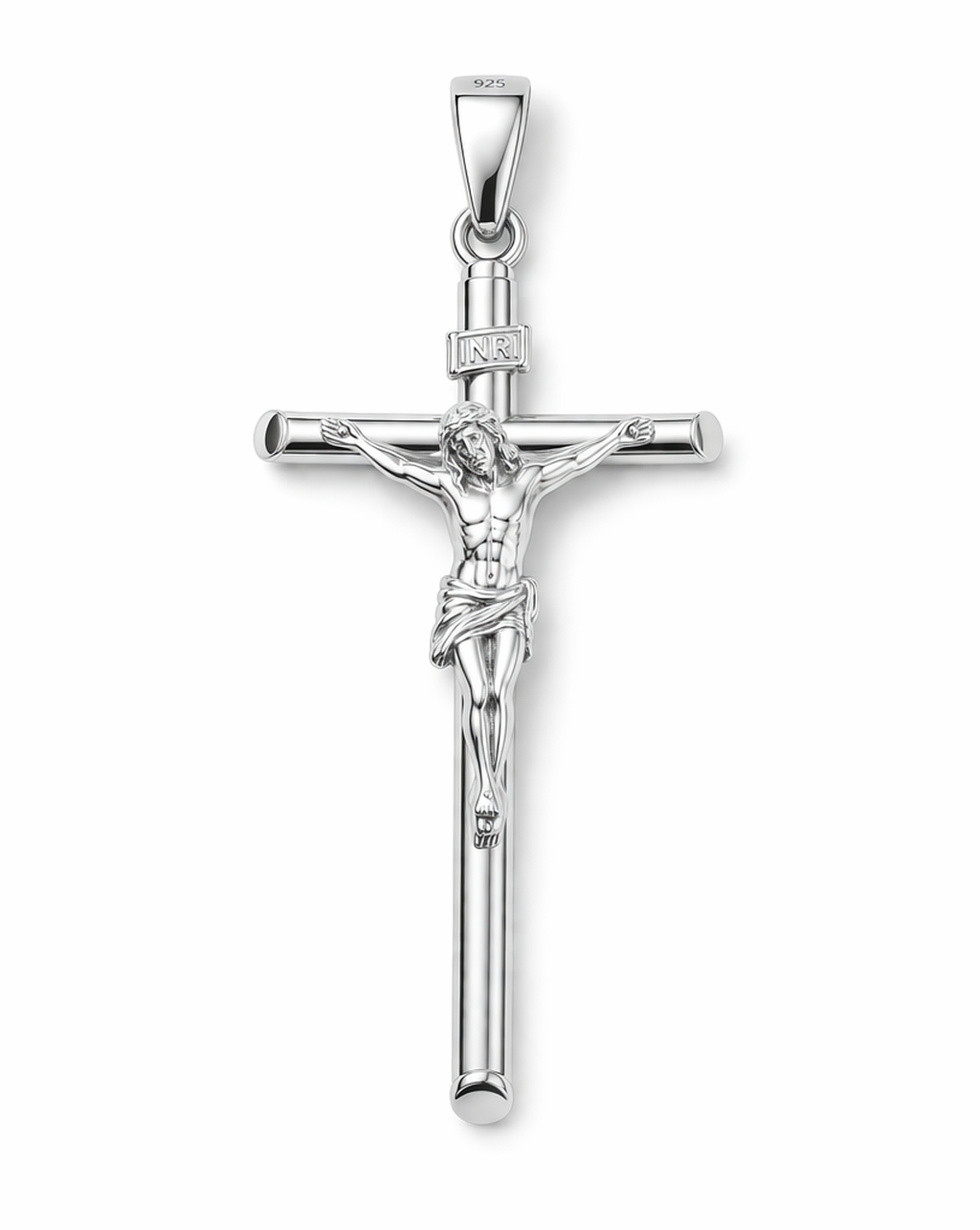 Crucifix Pendant  Sterling Silver 925 -Cross Pendant - 1.8”
