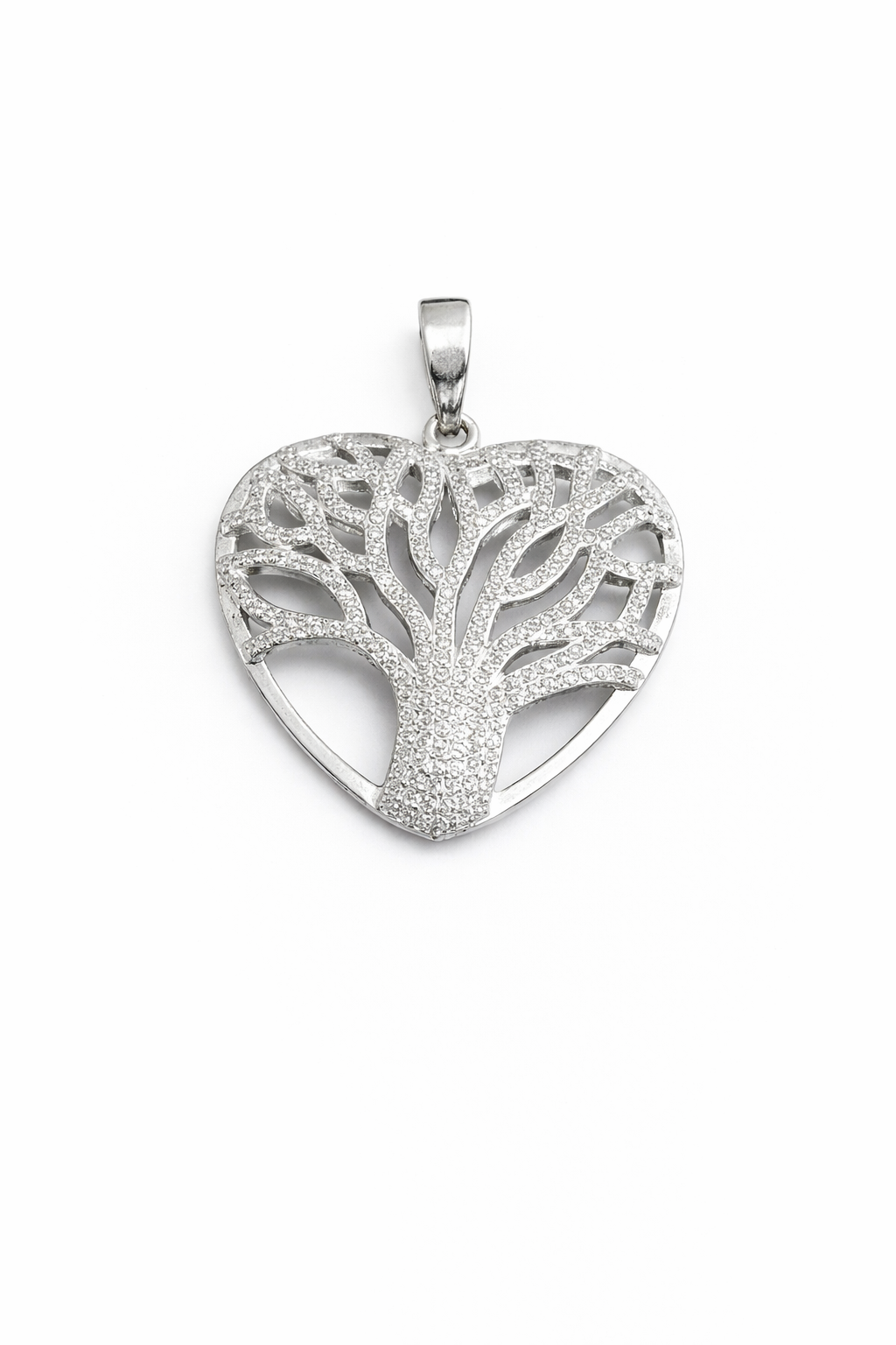 Heart Tree  Life Pendant - Sterling Silver 925 - 1.6”