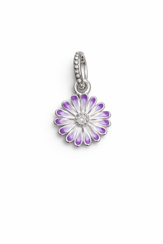 Daisy Bloom Charm - Pendant Sterling Silver 925 - 0.8”