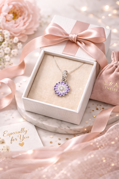 Daisy Bloom Charm - Pendant Sterling Silver 925 - 0.8”