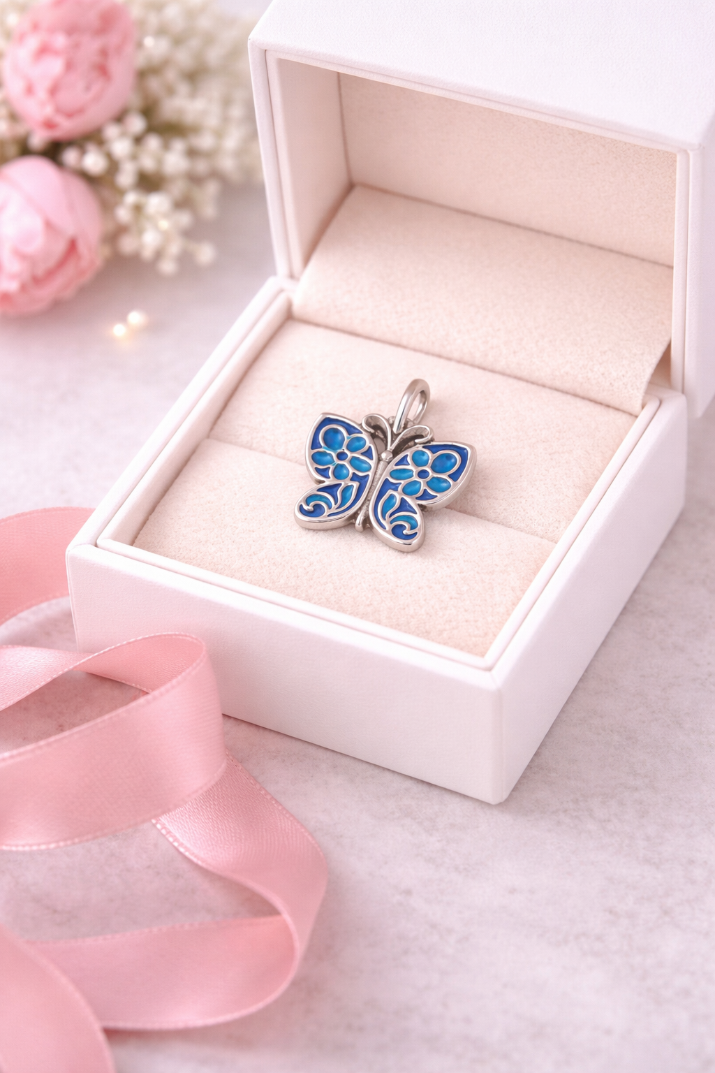 Butterfly Pendant Sterling Silver 925 Available in color pink - blue