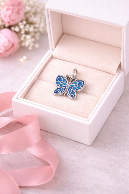 Butterfly Pendant Sterling Silver 925 Available in color pink - blue