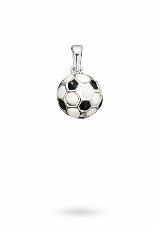 White & Black Soccer Ball Pendant Sterling Silver 925