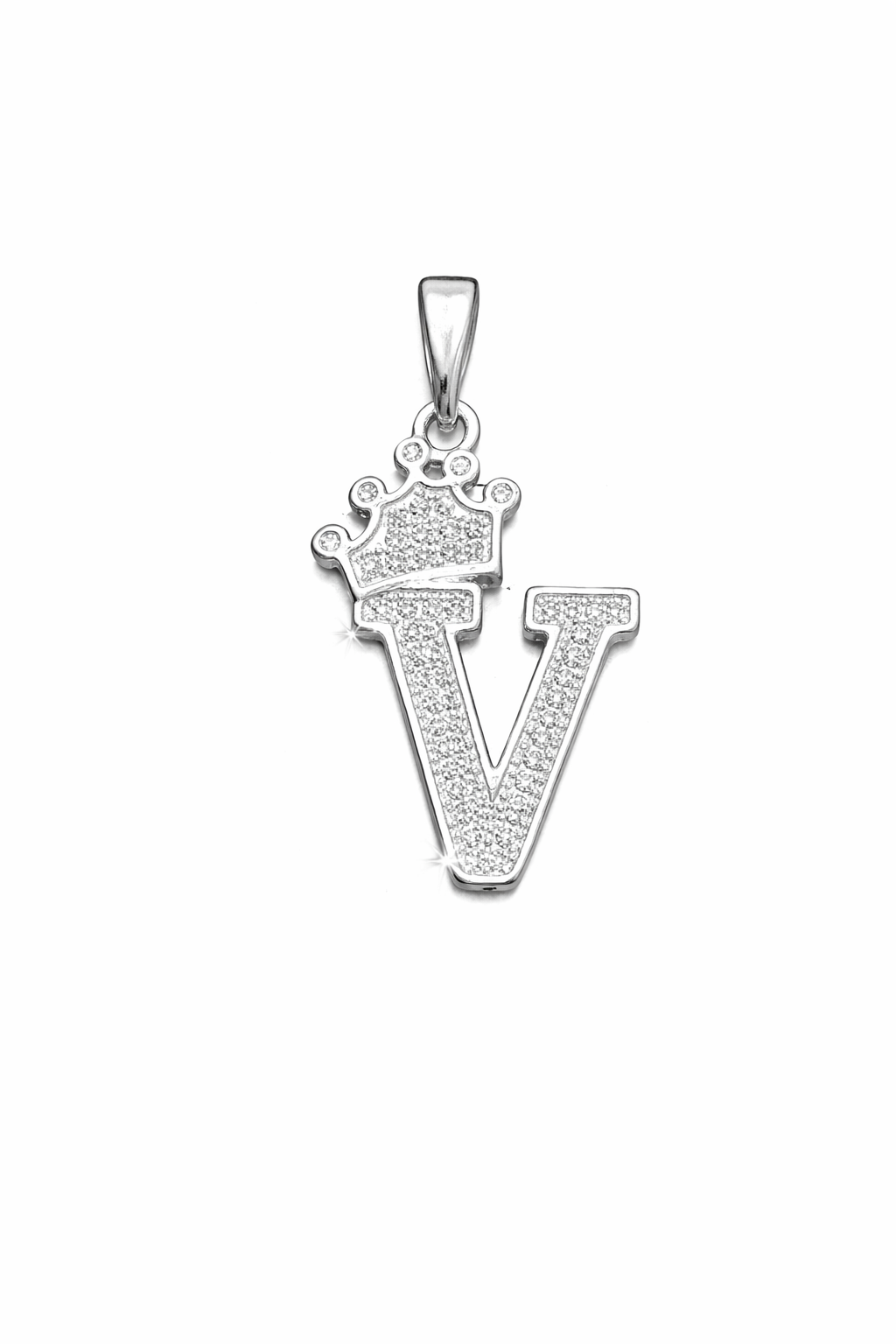 Initial with Crown Pendant CZ Sterling Silver 925