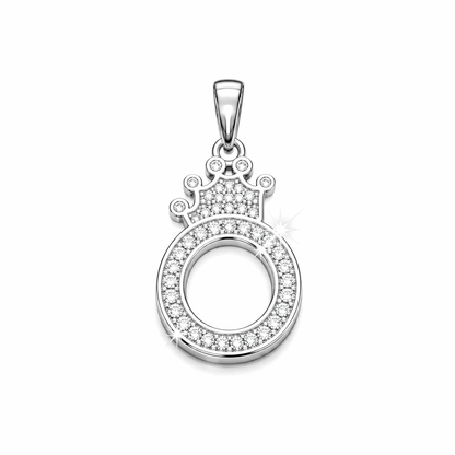 Initial with Crown Pendant CZ Sterling Silver 925