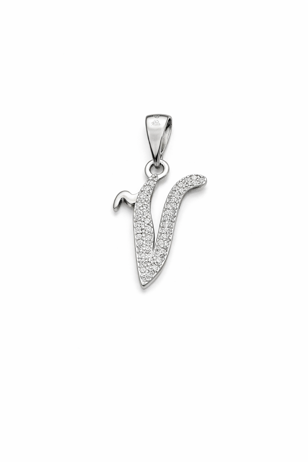 Initial Pendant CZ Sterling Silver 925 - 0.85”