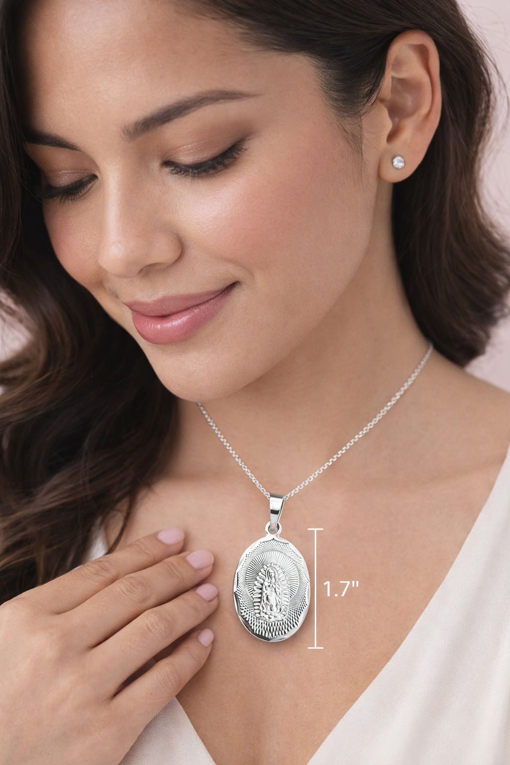 Our Lady of Guadalupe Pendant Sterling Silver 925- 1.7”