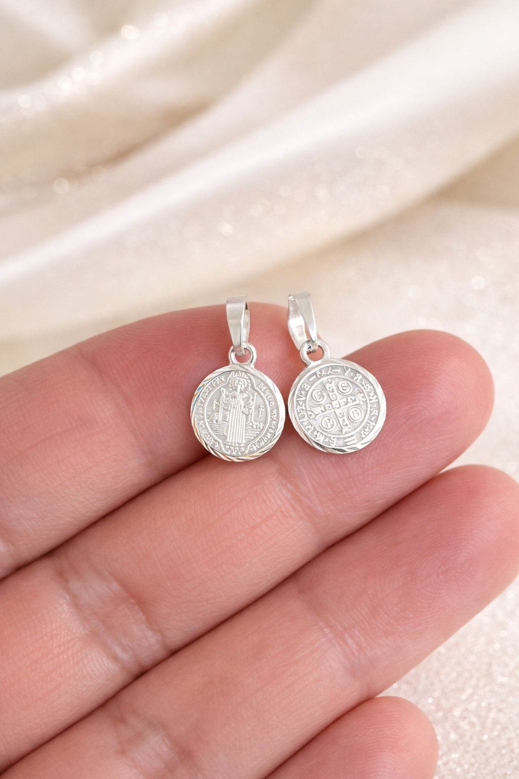 Saint Benedict Mini   Pendant Sterling Silver 925 - Children-0.6”
