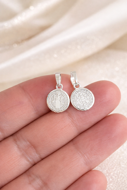 Saint Benedict Mini   Pendant Sterling Silver 925 - Children-0.6”