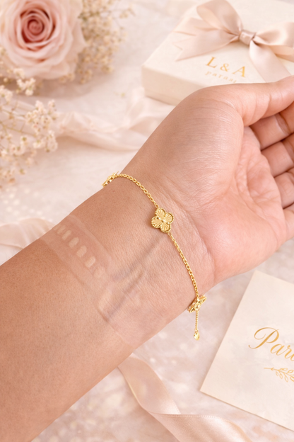 Gold Clover Bracelet 925 Sterling Silver
