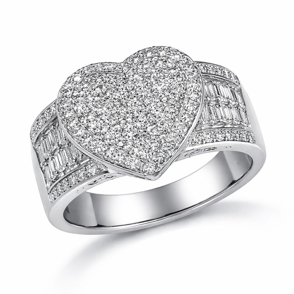 Heart Crystal Ring CZ - 925 Sterling Silver