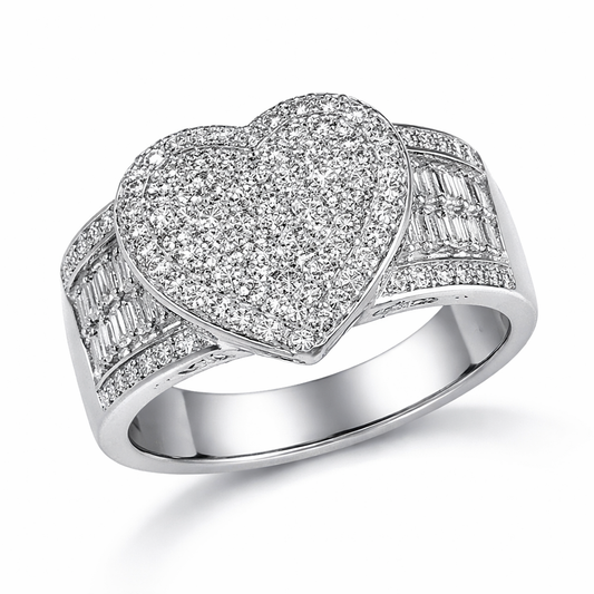 Heart Crystal Ring CZ - 925 Sterling Silver