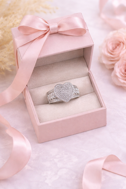 Heart Crystal Ring CZ - 925 Sterling Silver