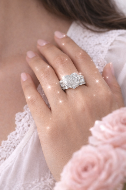 Heart Crystal Ring CZ - 925 Sterling Silver