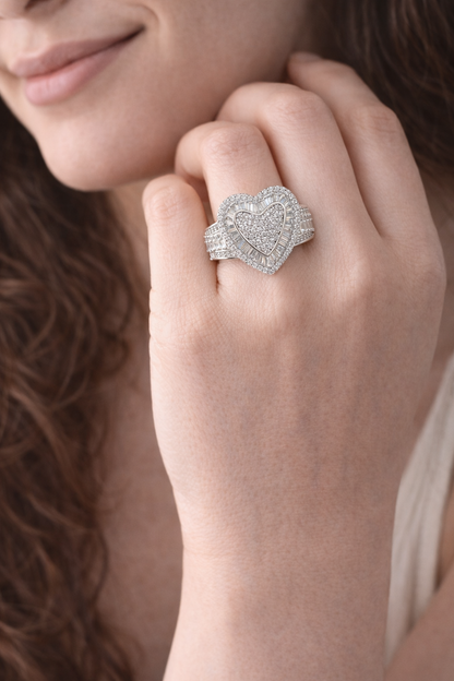 Queen of Hearts Ring CZ 925 Sterling Silver