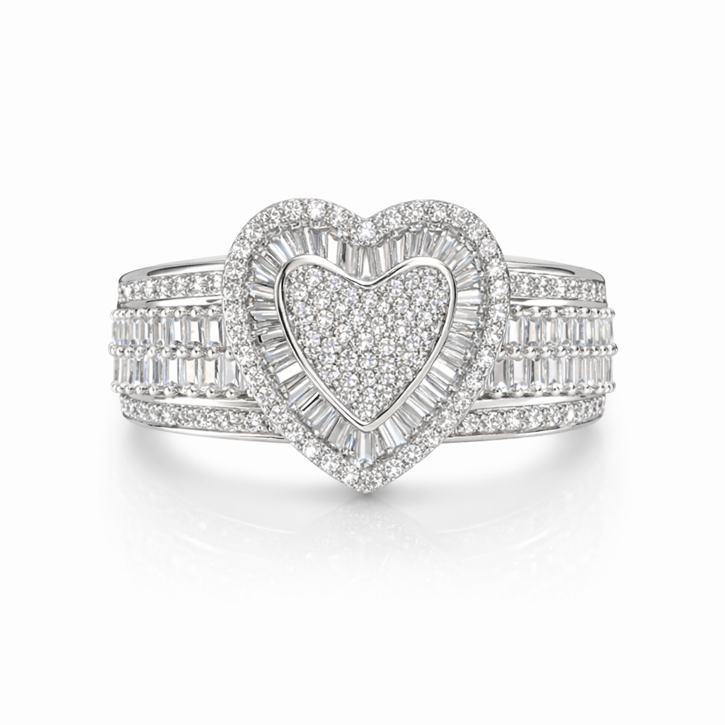 Queen of Hearts Ring CZ 925 Sterling Silver