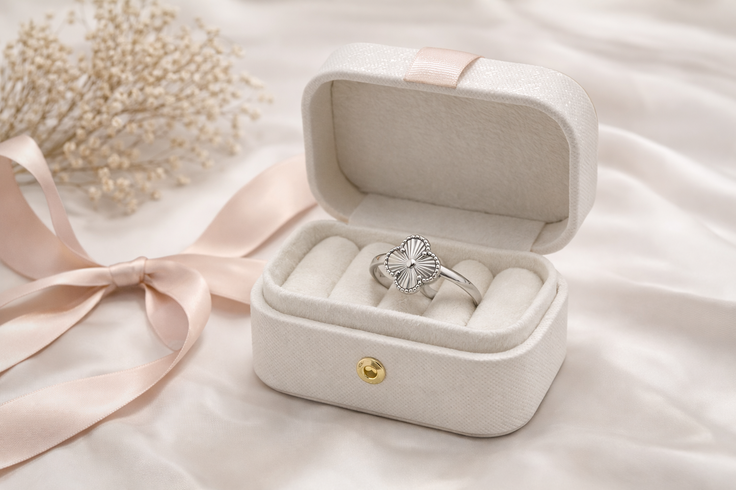 Silver Clover Ring 925 Sterling Silver -13mm