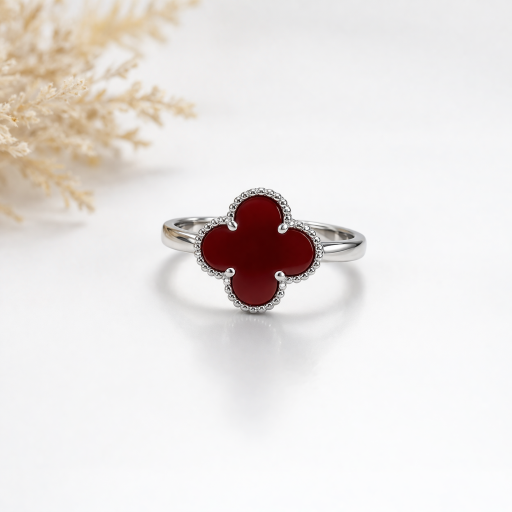 Red Clover 925 Sterling Silver Ring – 14mm