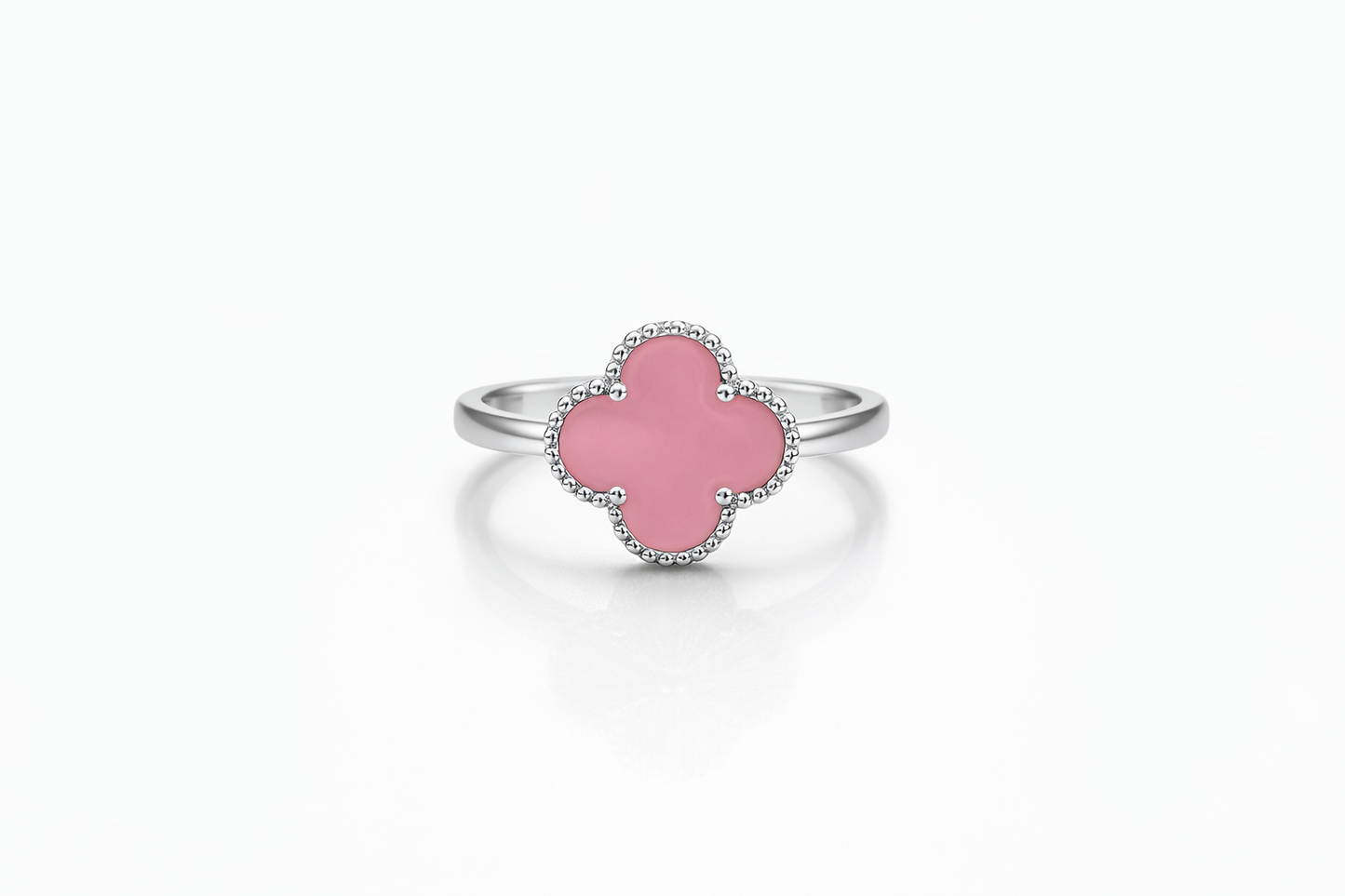 Pink Clover Ring 925 Sterling Silver-13mm