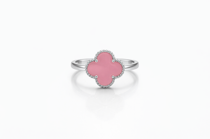 Pink Clover Ring 925 Sterling Silver-13mm