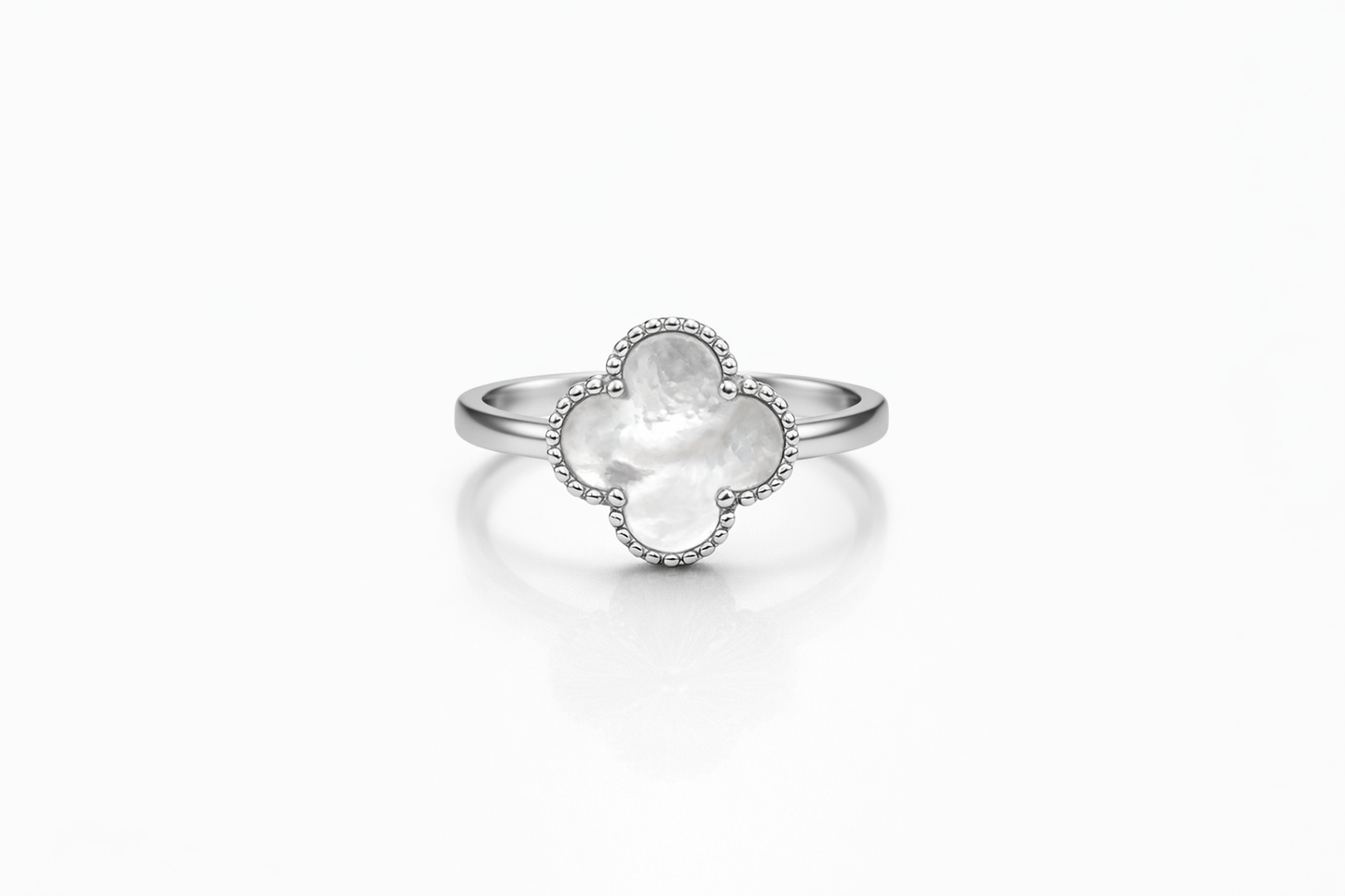 Mother Pearl Clover Ring 925 Sterling Silver-13mm