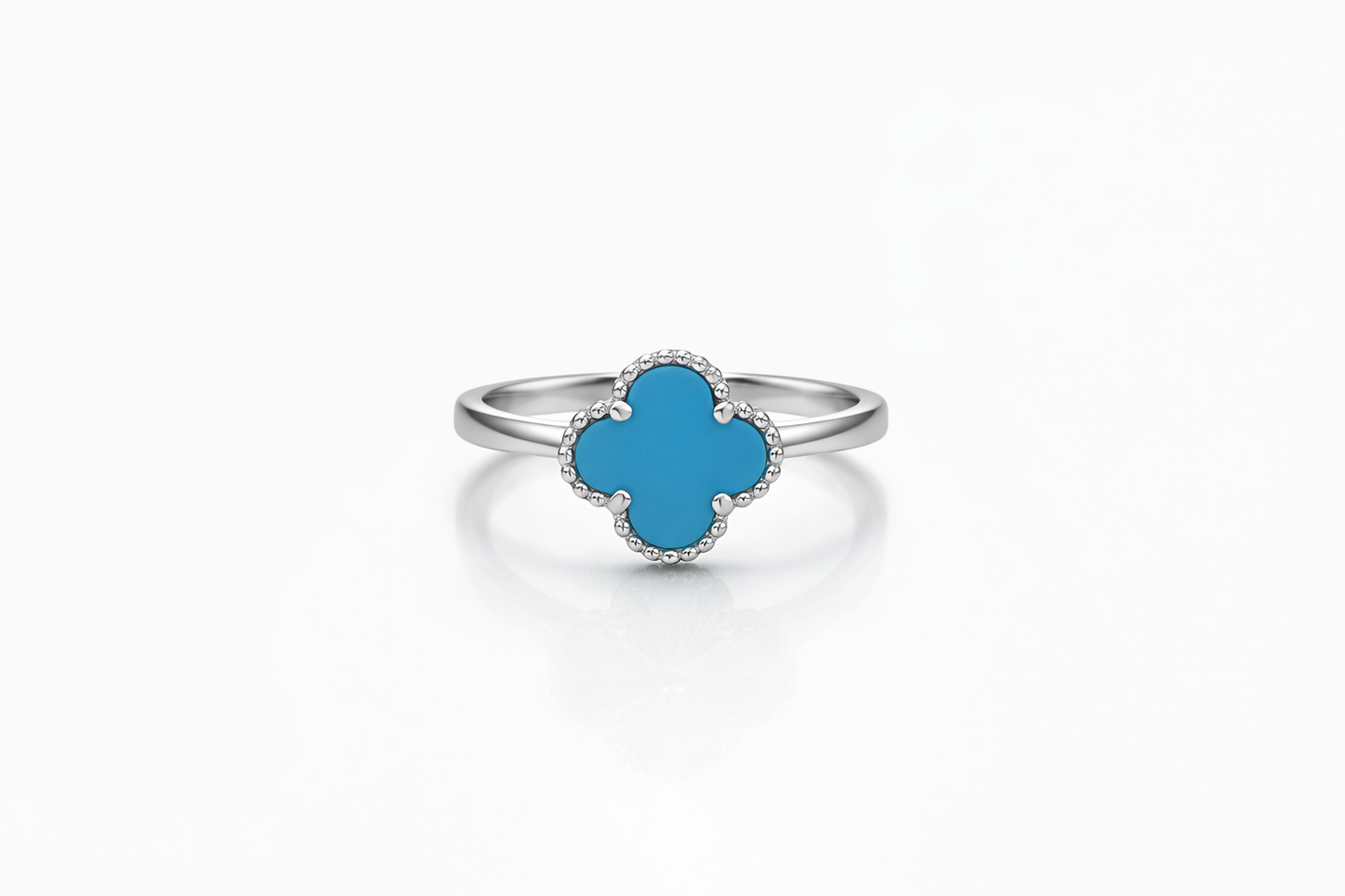 Small Blue Clover Ring 925 Sterling Silver - 10mm