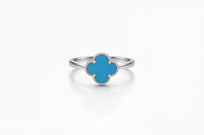 Small Blue Clover Ring 925 Sterling Silver - 10mm