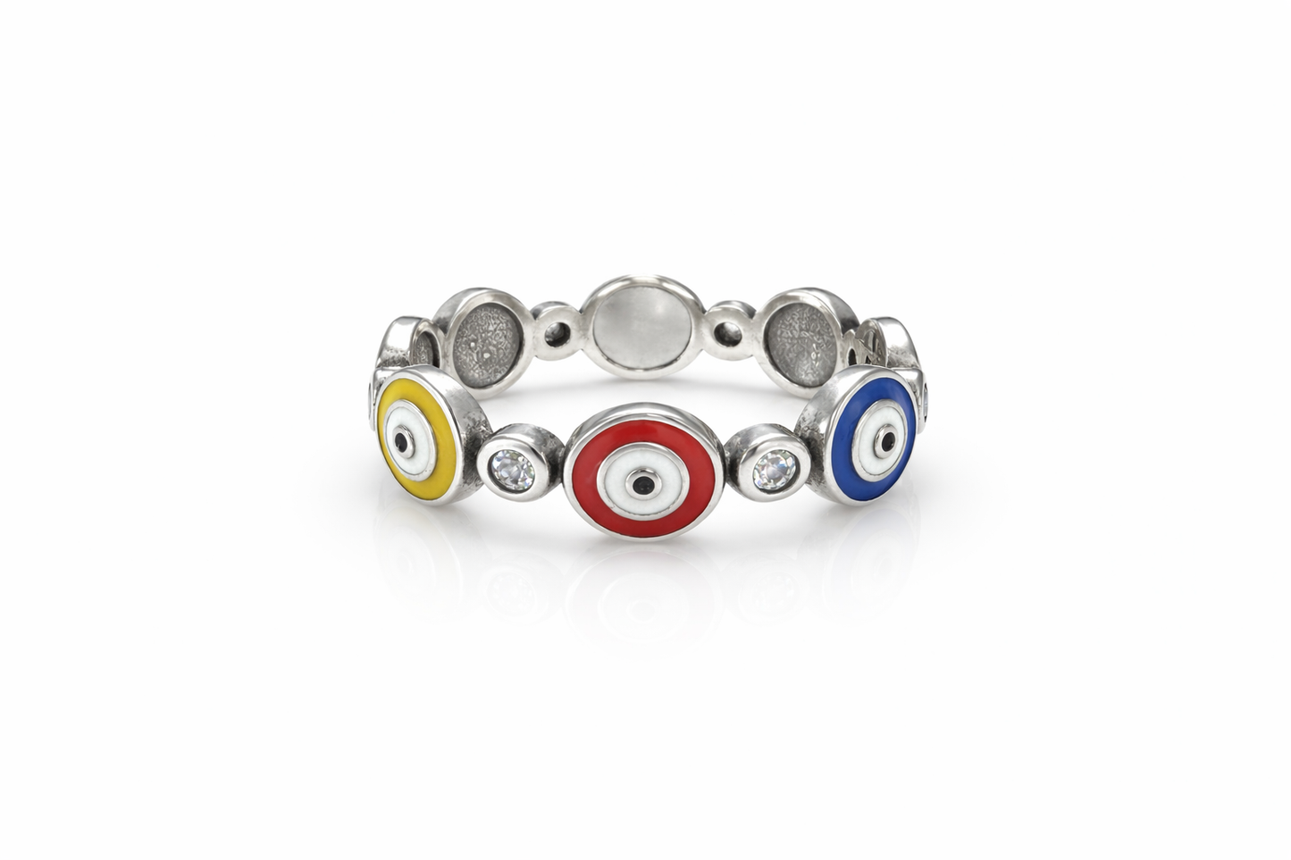 Multicolor Eyes Ring 925 Sterling Silver