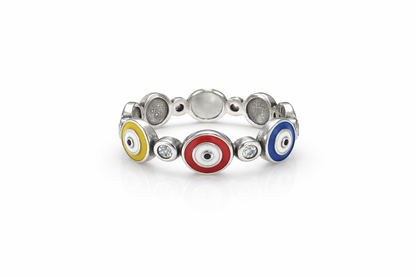 Multicolor Eyes Ring 925 Sterling Silver