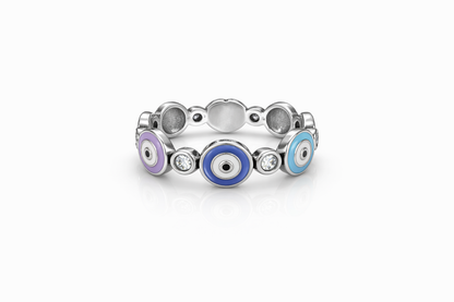 Multicolor Eyes Ring 925 Sterling Silver
