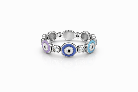 Multicolor Eyes Ring 925 Sterling Silver