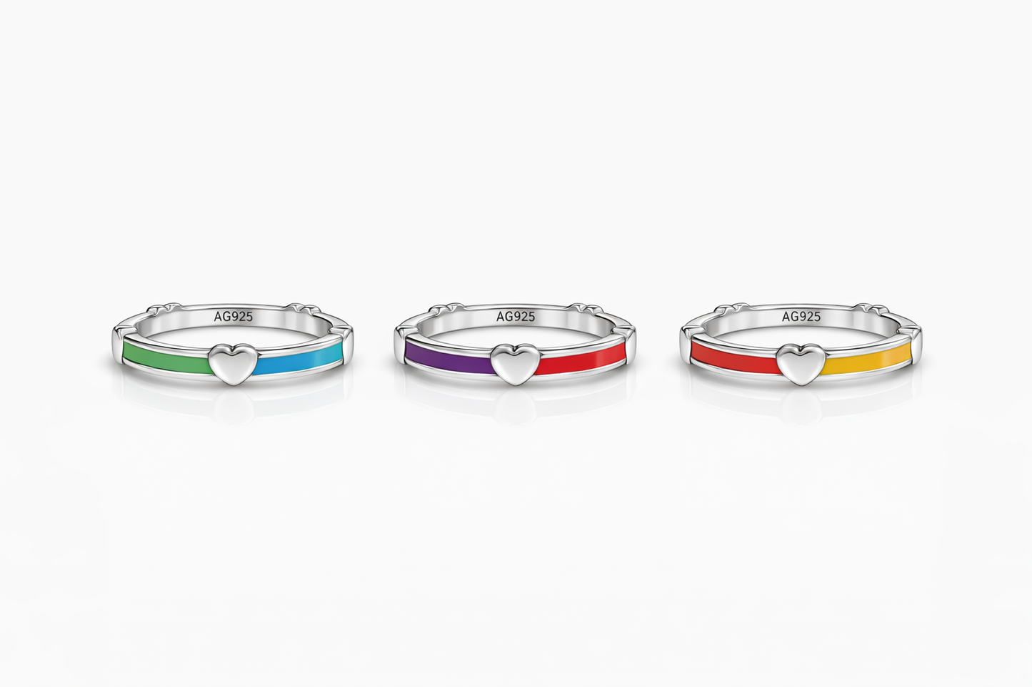Rainbow  Ring 925 Sterling Silver