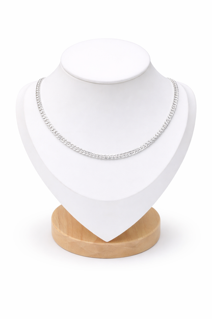 Cuban Chain Necklace 3mm Sterling Silver 925 -16”