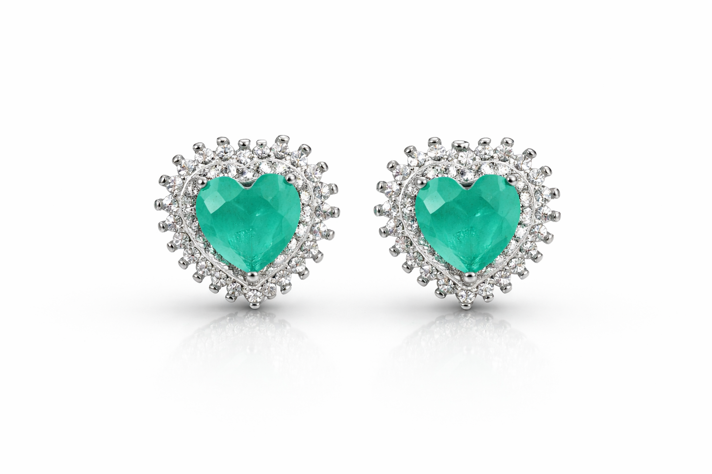 Paraiba Heart Halo Studs Earrings 925 Stud Earring