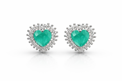 Paraiba Heart Halo Studs Earrings 925 Stud Earring