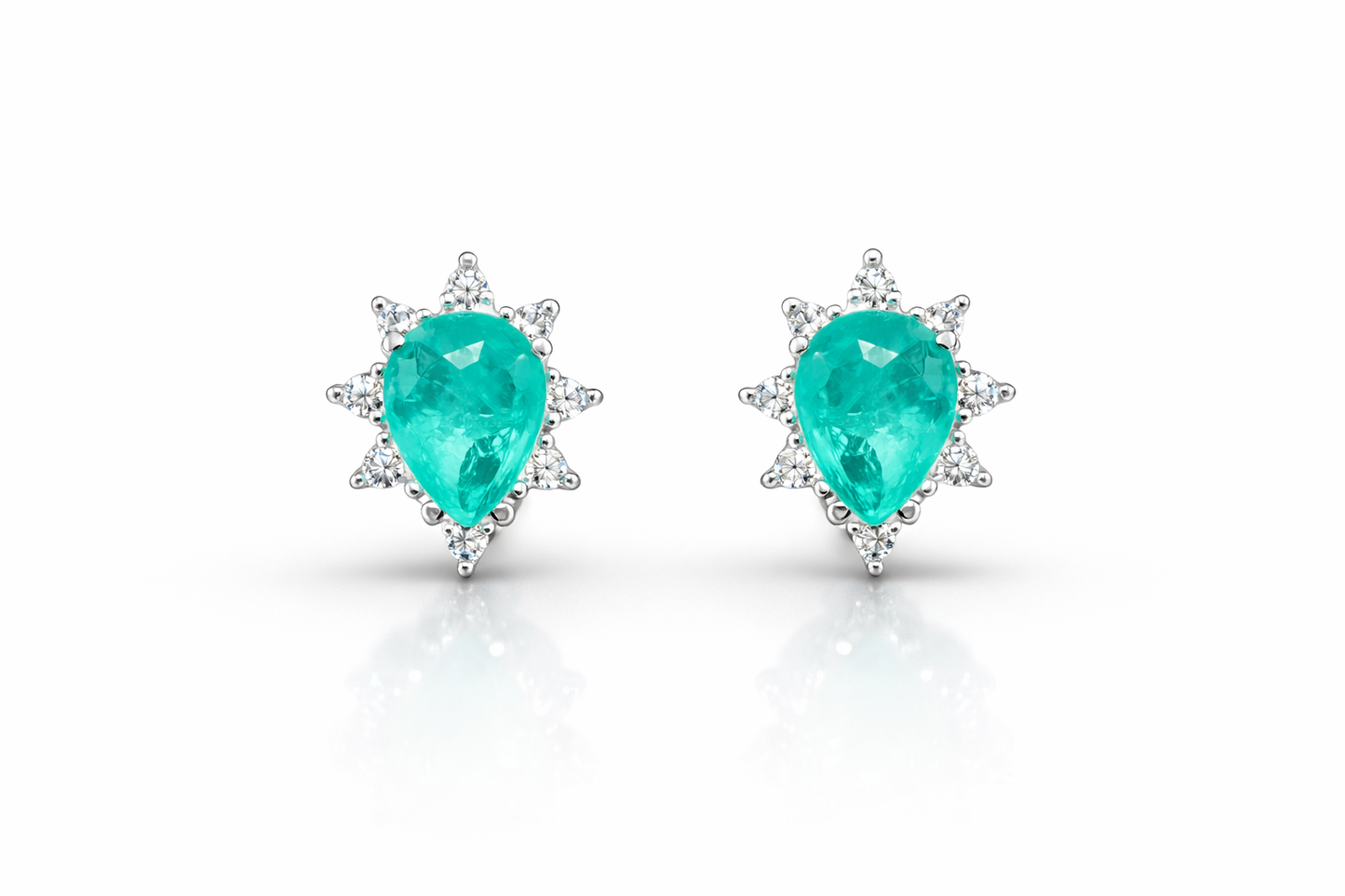 Paraiba Drop Halo Earrings 925 Sterling Silver