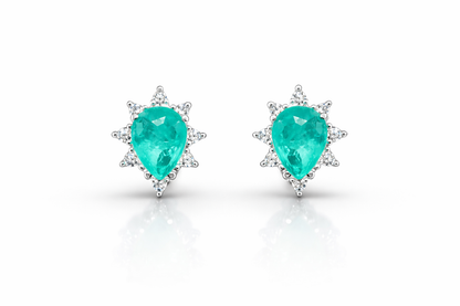 Paraiba Drop Halo Earrings 925 Sterling Silver