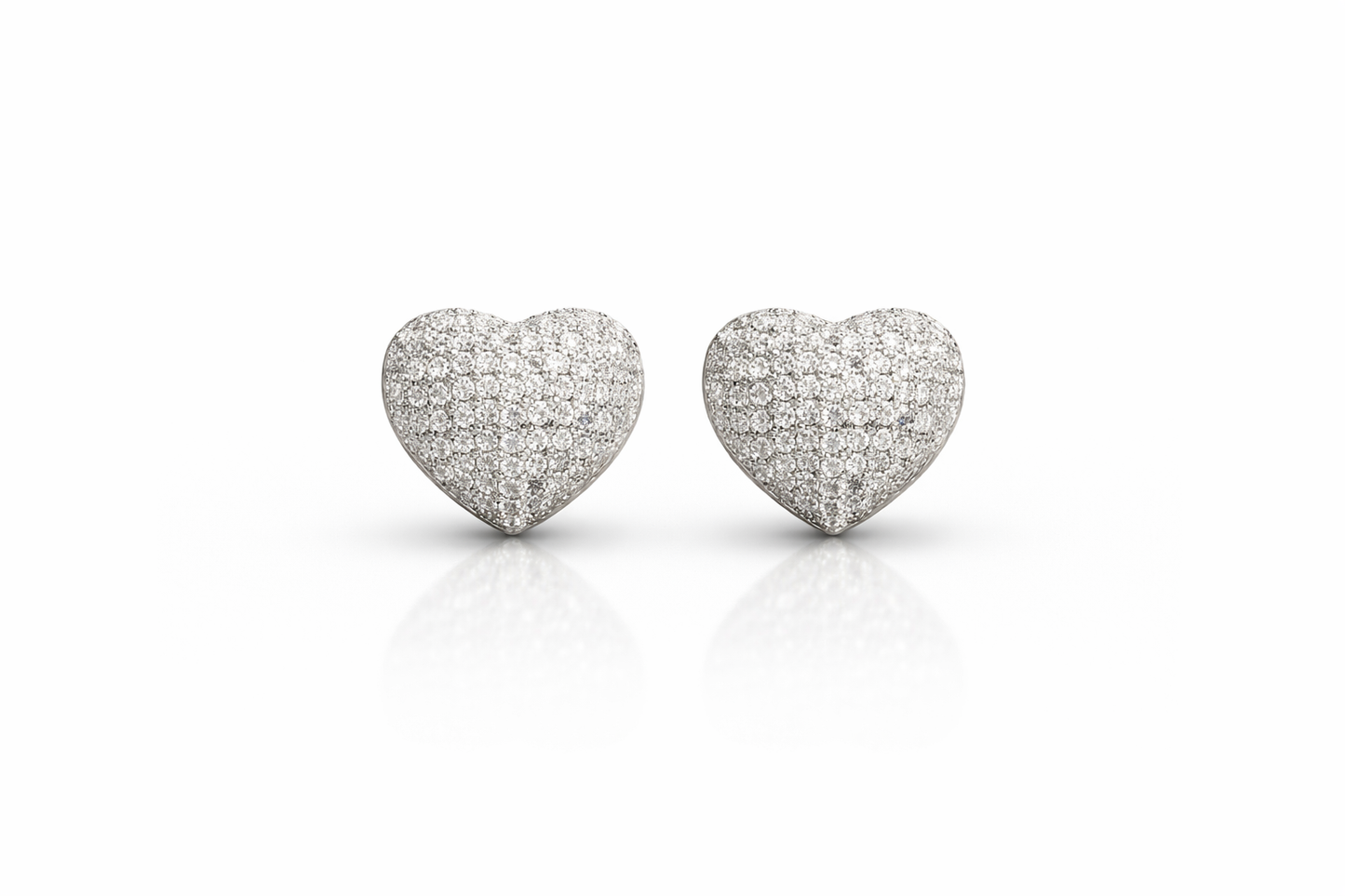 Valentina Pavé Heart Stud Earrings – Sterling Silver 925