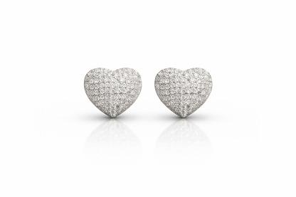 Valentina Pavé Heart Stud Earrings – Sterling Silver 925
