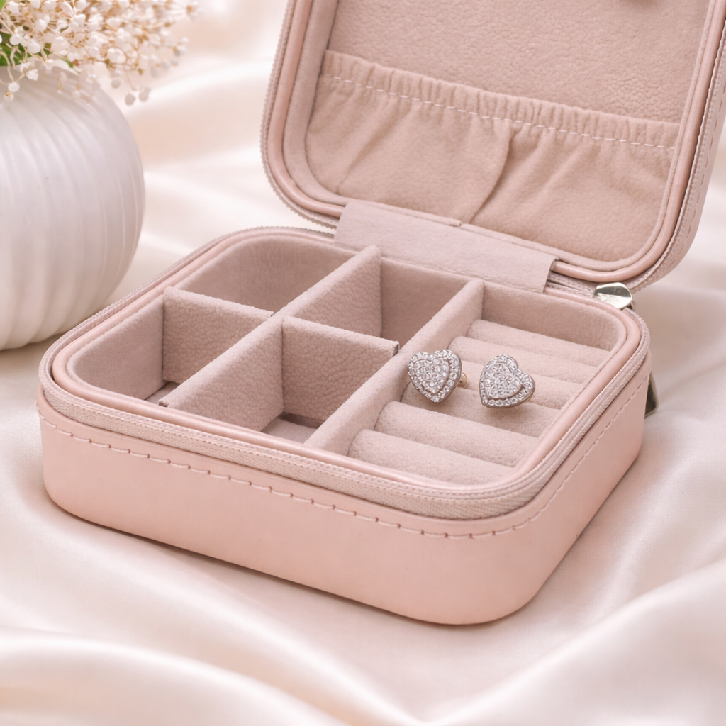 Sweat Heart Stud Earring With Zc Sterling Silver 925
