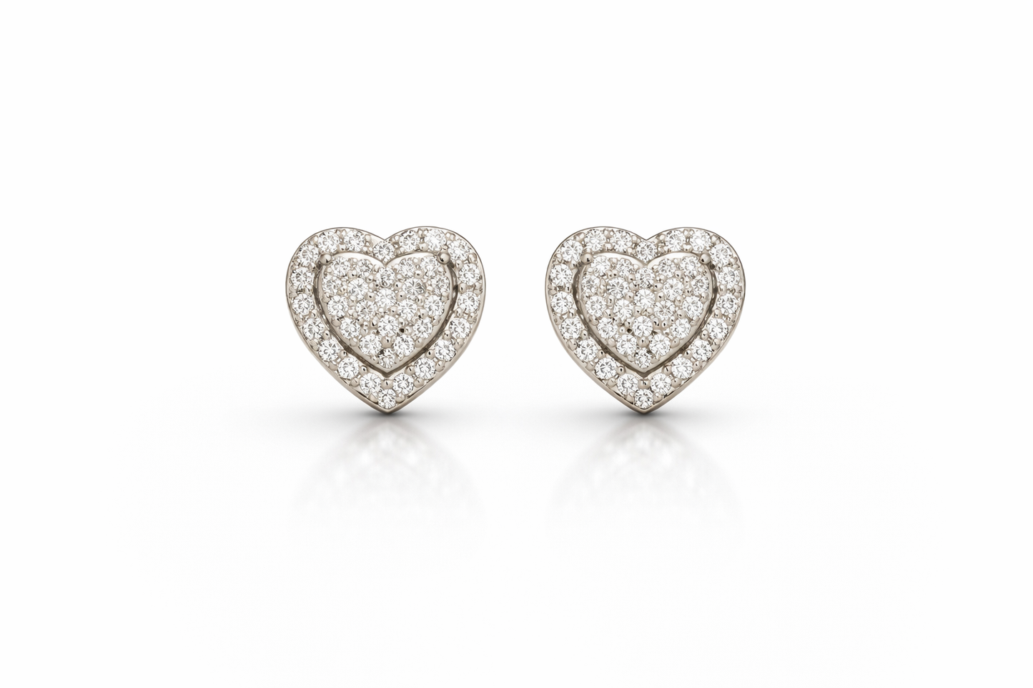 Sweat Heart Stud Earring With Zc Sterling Silver 925