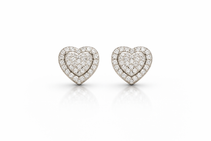 Sweat Heart Stud Earring With Zc Sterling Silver 925