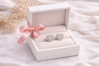 Sweat Heart Stud Earring With Zc Sterling Silver 925