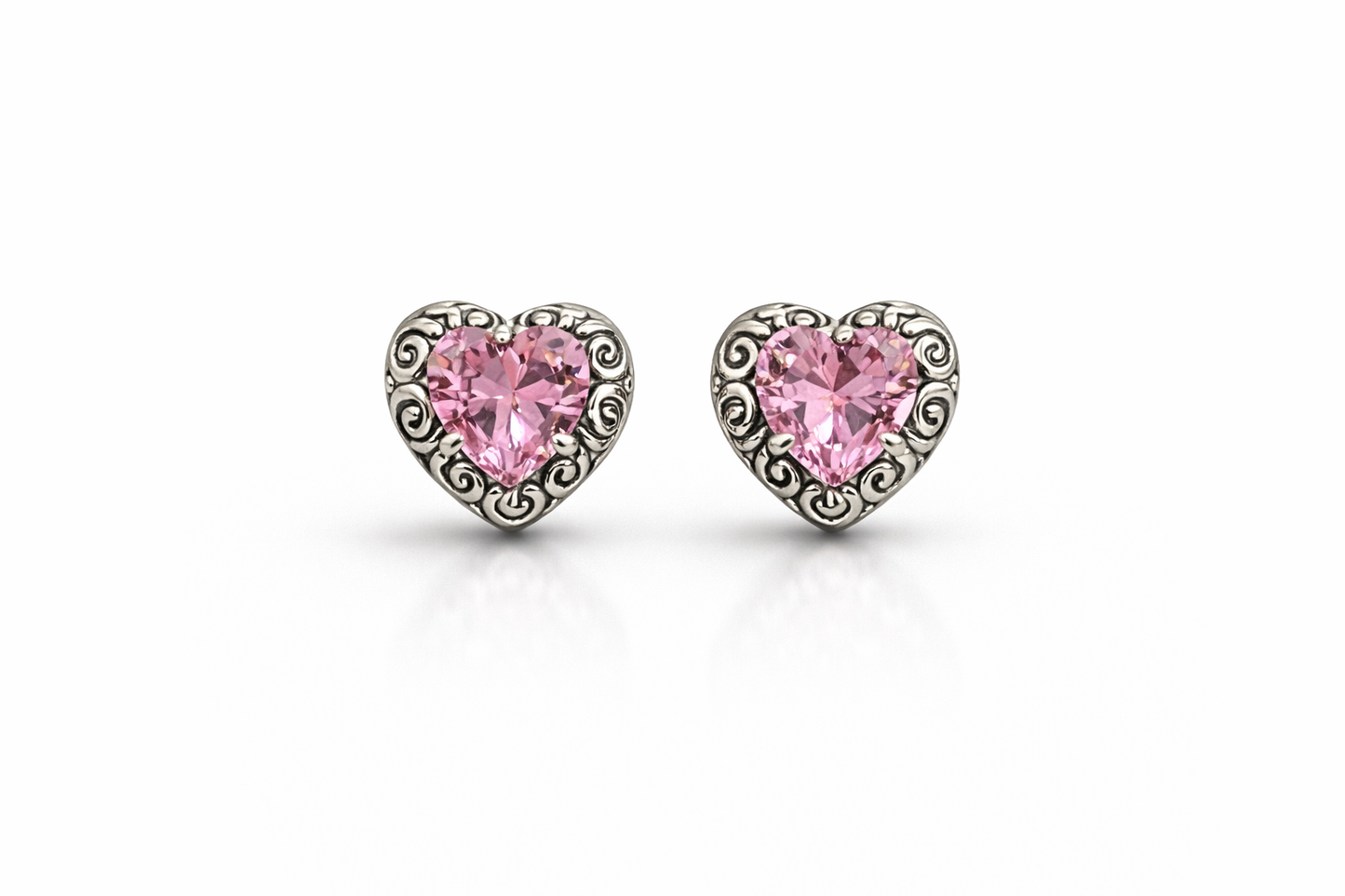 Rosé Heart Earrings 925 Sterling Silver - 12mm