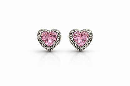 Rosé Heart Earrings 925 Sterling Silver - 12mm