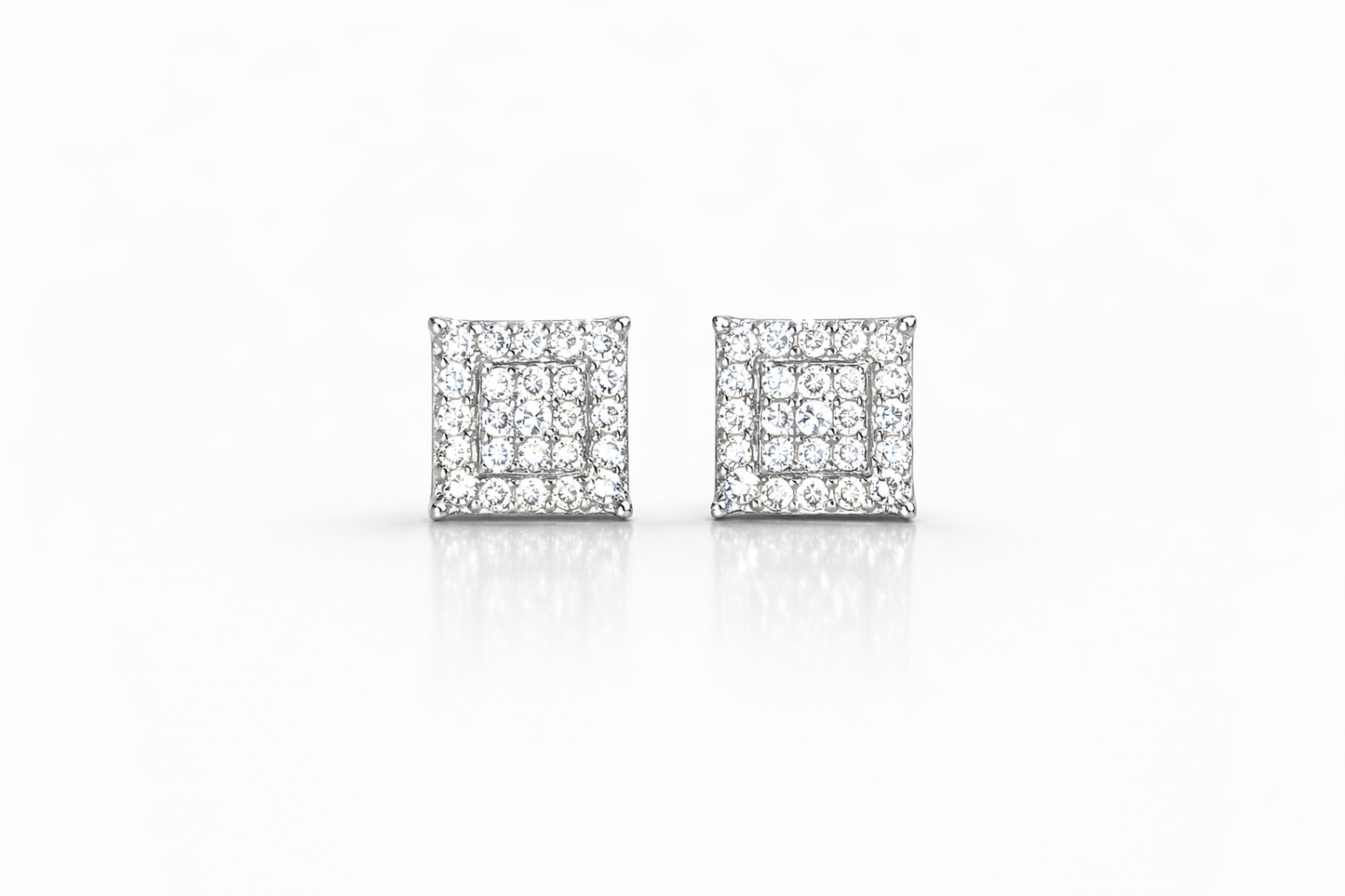 Amara Square Moissanite Studs Earrings 925 Sterling Silver-6mm
