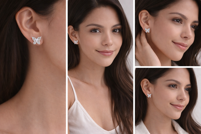 Mariposa Stud Earrings With Zc Sterling Silver 925